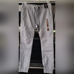 West 49 Brand Men's Modern Gray Twill Joggers with Black Accents
